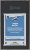 Jalen Hurts from the 2020 Panini Donruss set featuring a Canvas parallel graded by SGC and given an overall grade of 10.