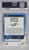 Cooper DeJean from the 2024 Donruss set featuring a Pink parallel graded by PSA and given an overall grade of 10.