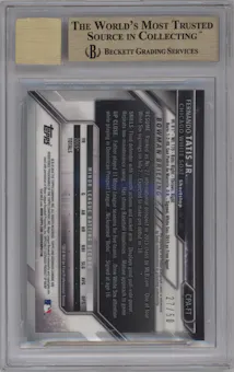 Fernando Tatis Jr. from the 2016 Bowman Chrome set featuring a Gold Refractor parallel graded by Beckett and given an overall grade of 9.5.