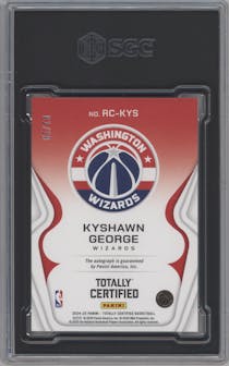 Kyshawn George from the 2024-25 Panini Totally Certified set featuring a Mirror Gold Platinum parallel graded by SGC and given an overall grade of 8.