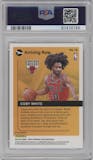Coby White from the 2019-20 Panini Hoops Premium Stock set featuring a Purple parallel graded by PSA and given an overall grade of 9.