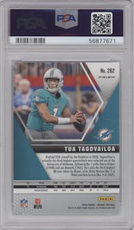 Tua Tagovailoa from the 2020 Panini Mosaic set featuring a Mosaic parallel graded by PSA and given an overall grade of 10.