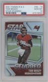 Tom Brady from the 2021 Panini Rookies & Stars set graded by PSA and given an overall grade of 10.