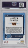 Jayden Daniels from the 2024 Donruss set featuring a Pink parallel graded by PSA and given an overall grade of 10.