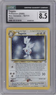 Togetic from the 2000 Pokemon Neo Genesis set graded by CSG and given an overall grade of 8.5.