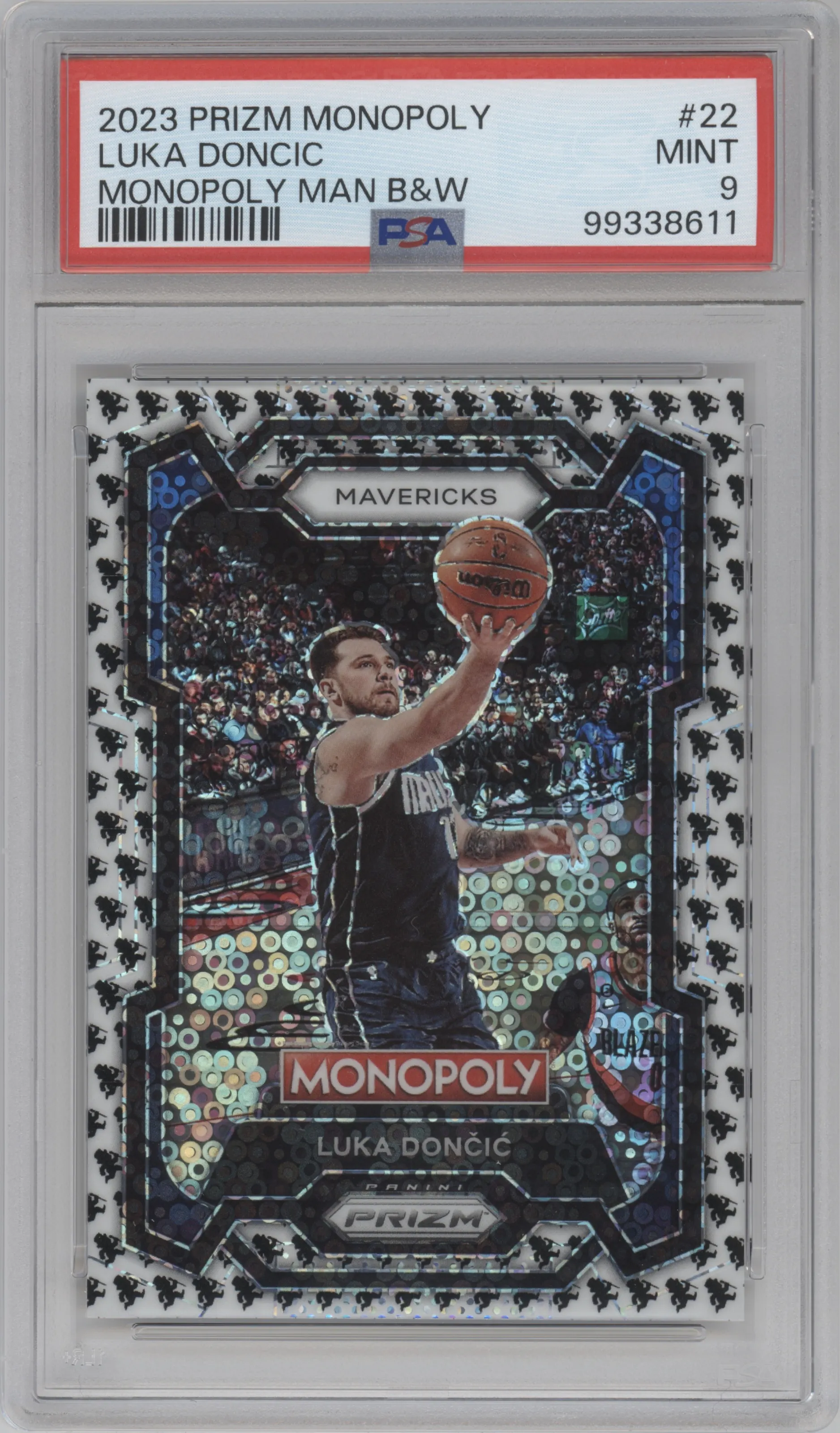 2023 Panini Prizm Monopoly Luka Doncic Monopoly Man Black & White PSA 9