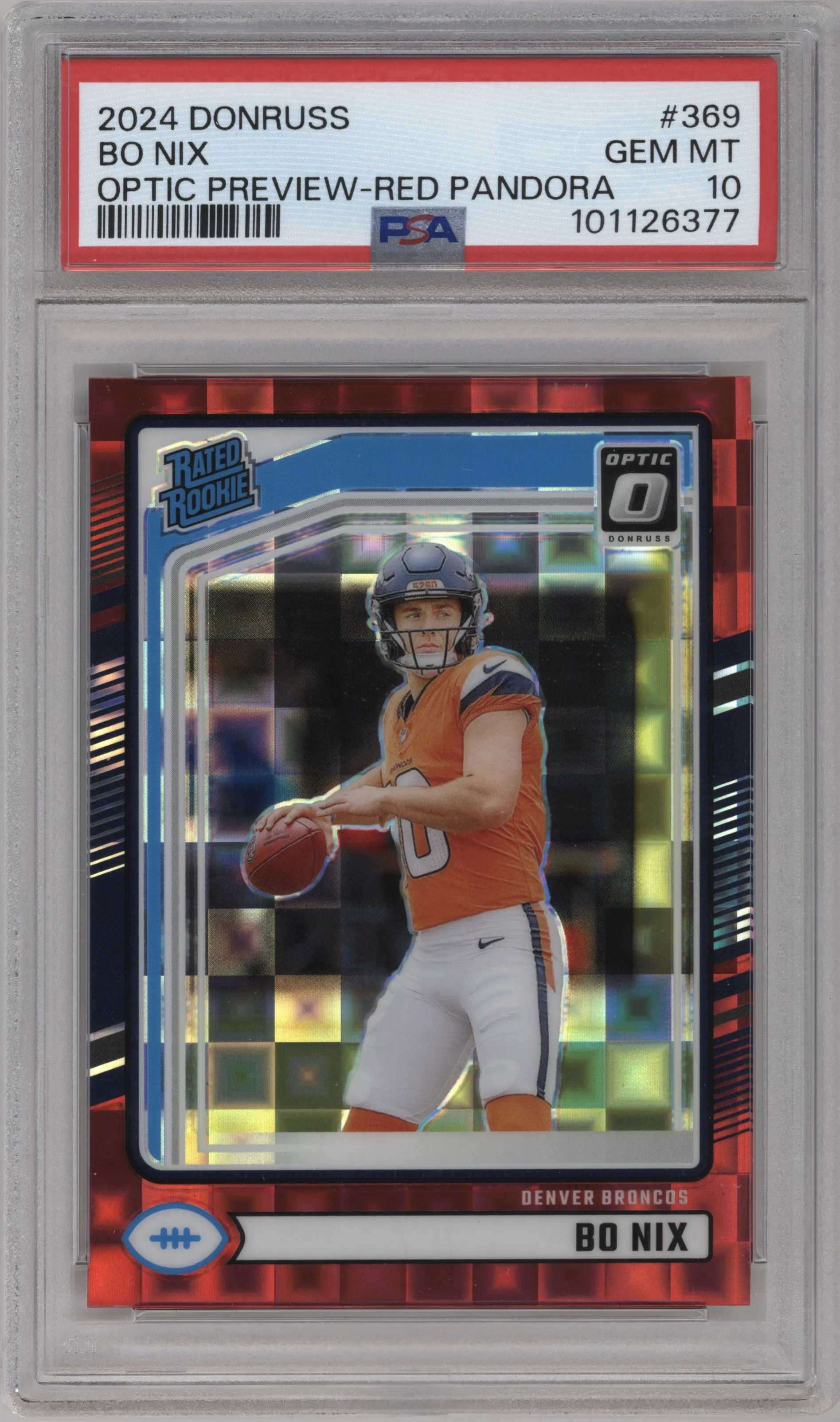 2024 Donruss Opt.Rtd.Rke. Bo Nix Red Pandora PSA 10