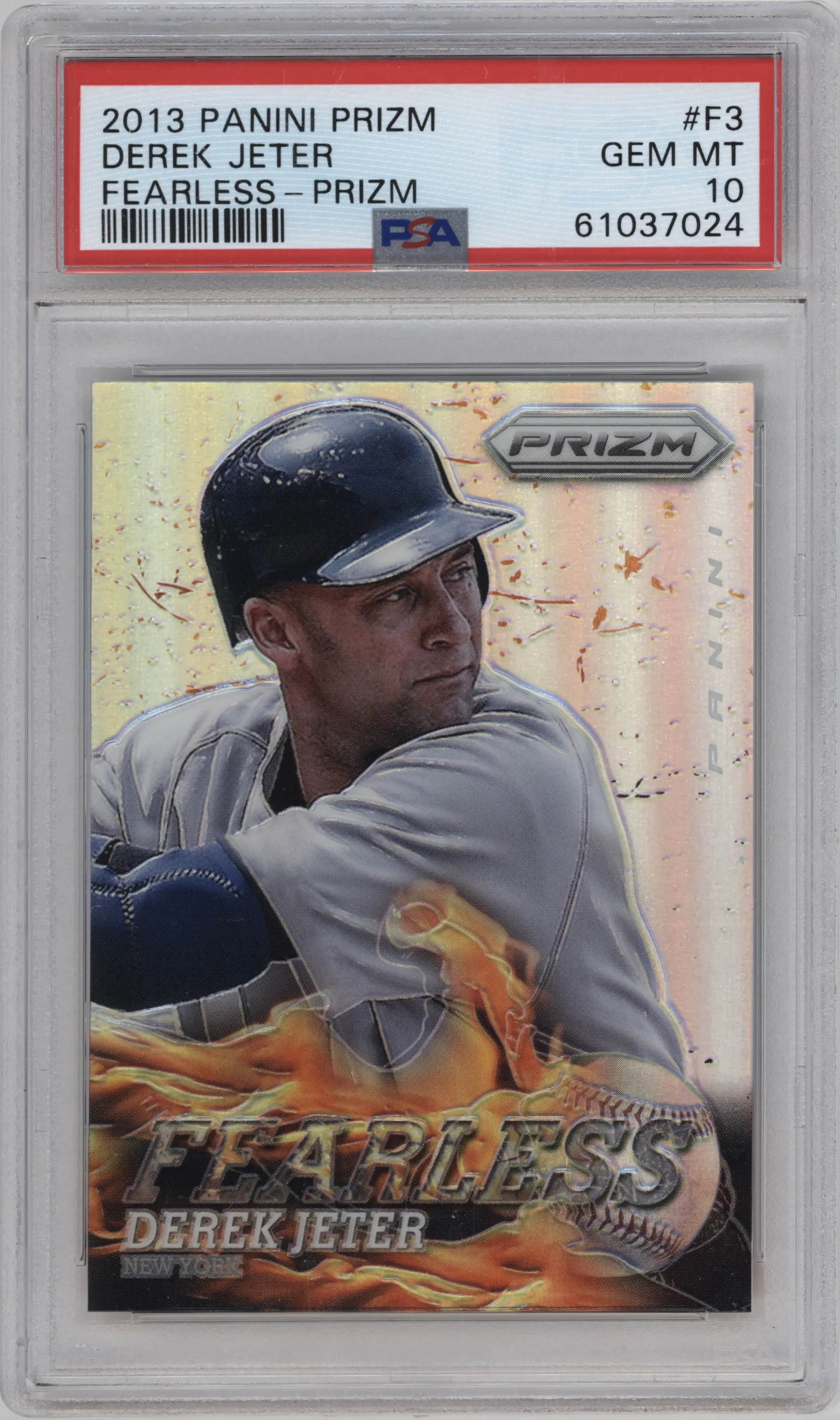 2013 Panini Prizm Fearless Derek Jeter Prizm #F3 PSA 10