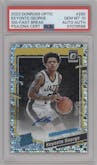 Keyonte George from the 2023-24 Donruss Optic set featuring a Fast Break Holo parallel graded by PSA and given an overall grade of 10.