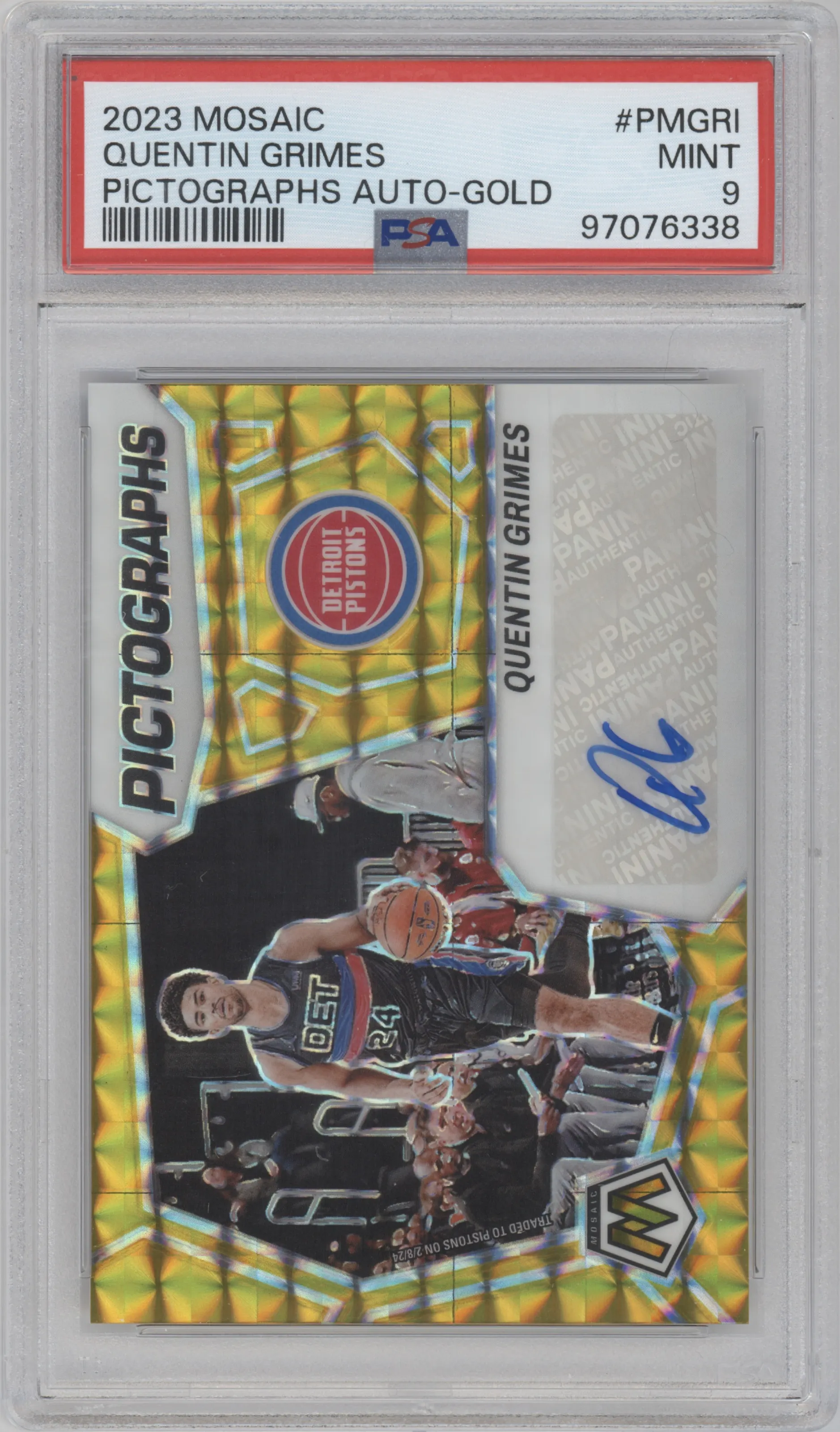 2023 Panini Mosaic Pictographs Quentin Grimes Gold Mosaic #PM-GRI PSA 9