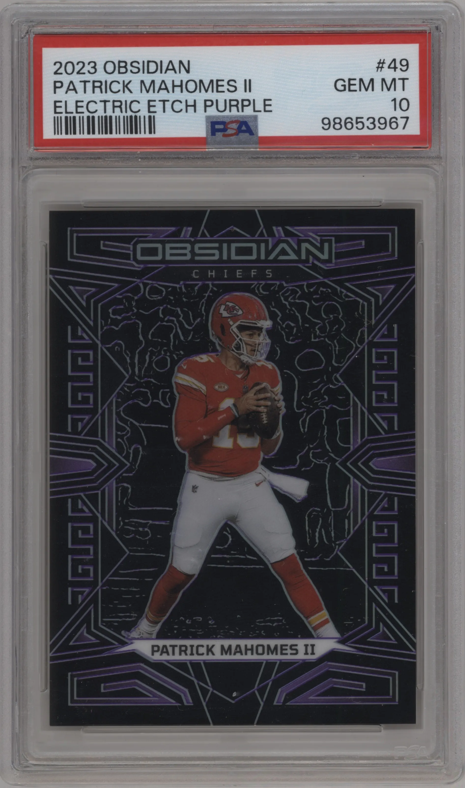 2023 Panini Obsidian Patrick Mahomes II Electric Etch Purple #49 PSA 10