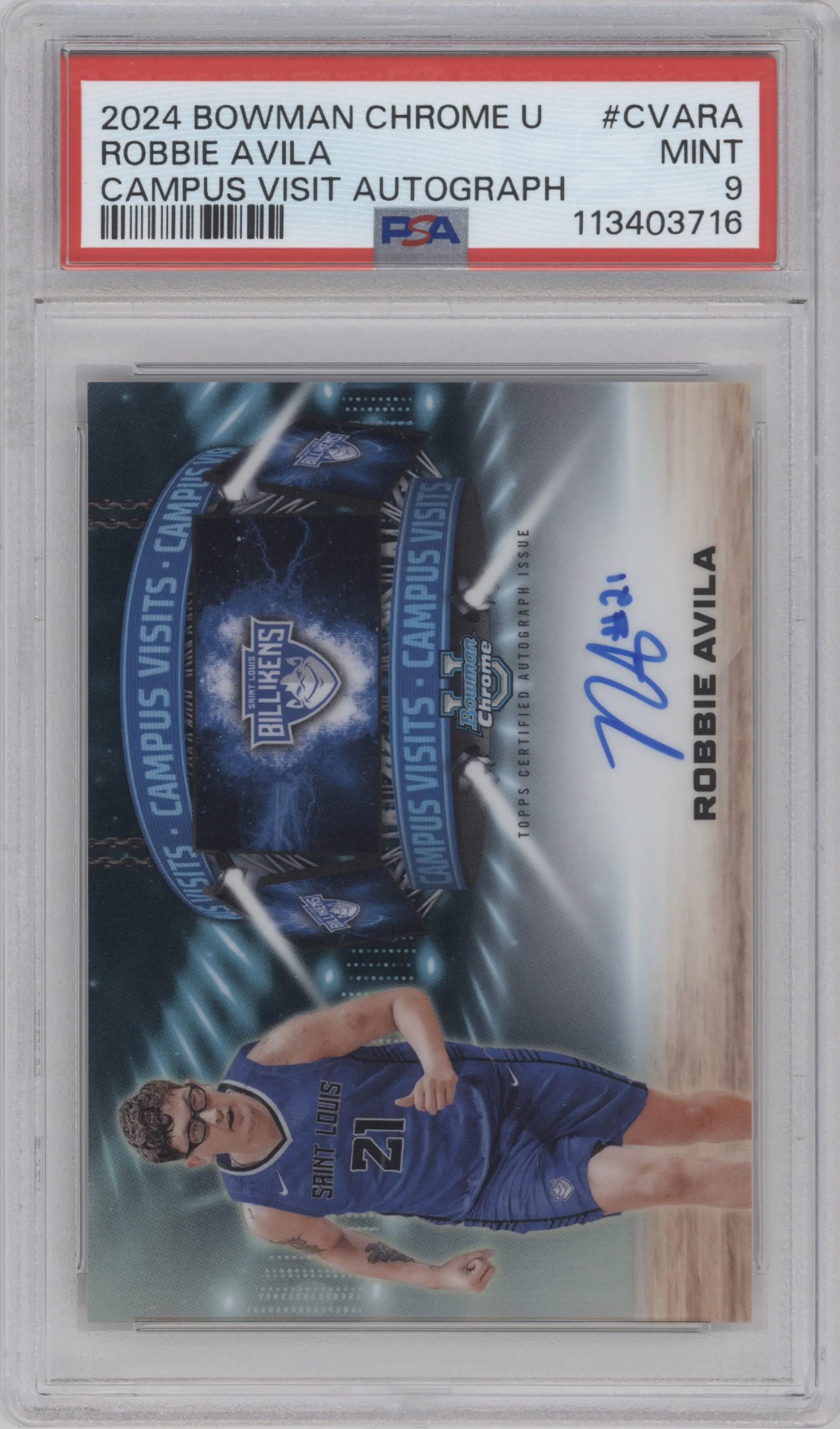 2024 Bowman University Chrome Campus Visit Au. Robbie Avila PSA 9