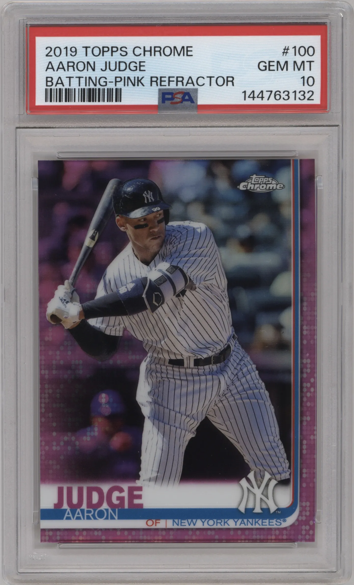 2019 Topps Chrome Aaron Judge Pink Refractor PSA 10
