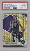 Tyrese Haliburton from the 2020-21 Panini Mosaic set featuring a Reactive Yellow parallel graded by PSA and given an overall grade of 10.