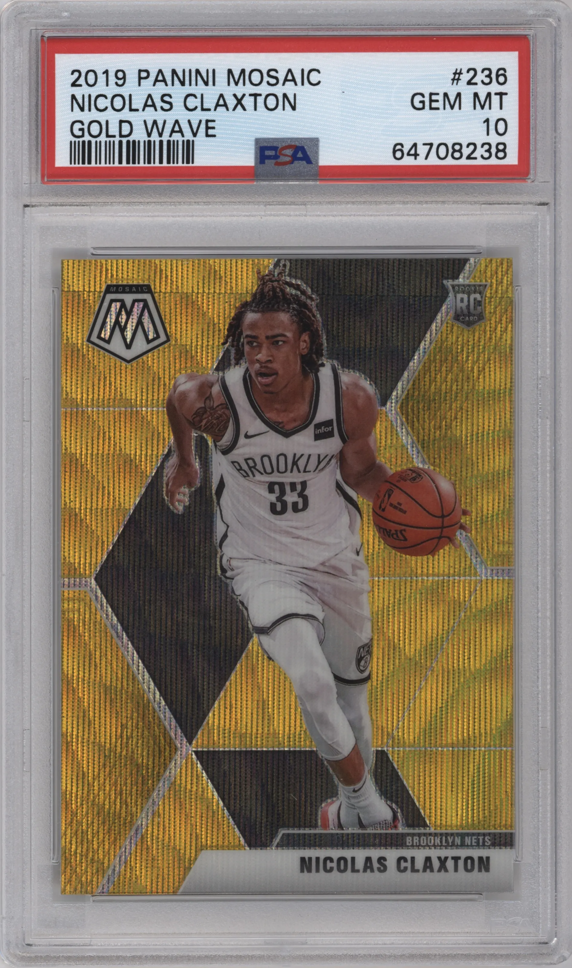 2019 Panini Mosaic Nicolas Claxton Gold Wave PSA 10