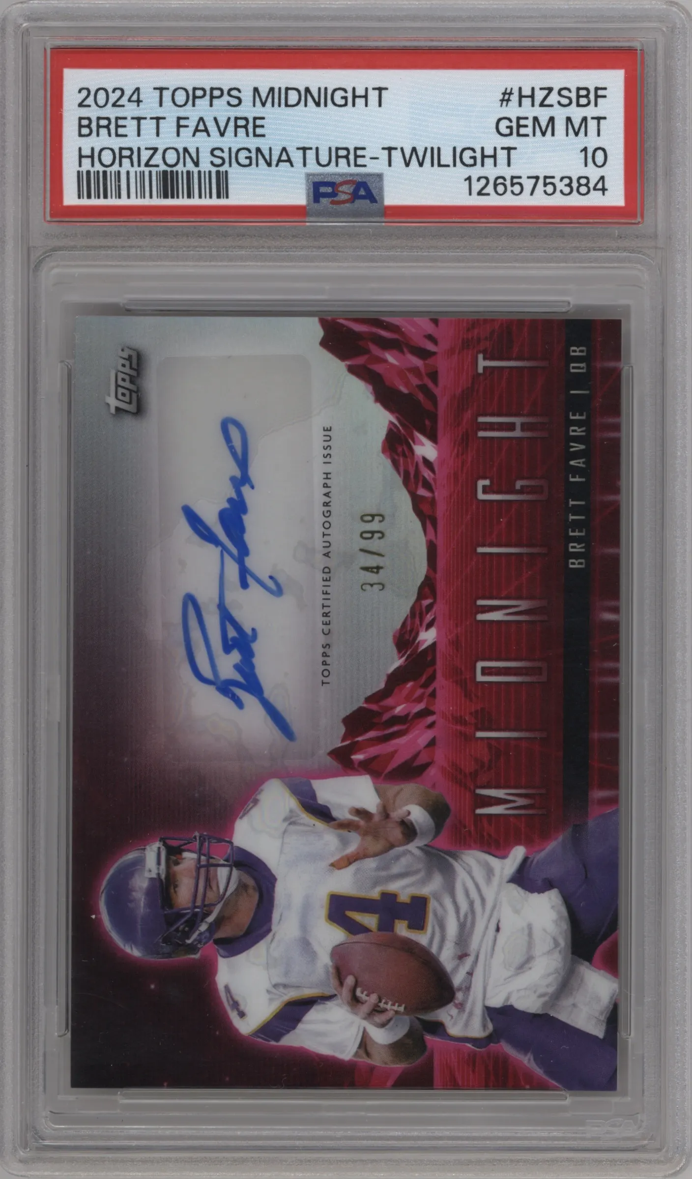2024 Topps Midnight Horizon Sig. Brett Favre Twilight #HZS-BF PSA 10