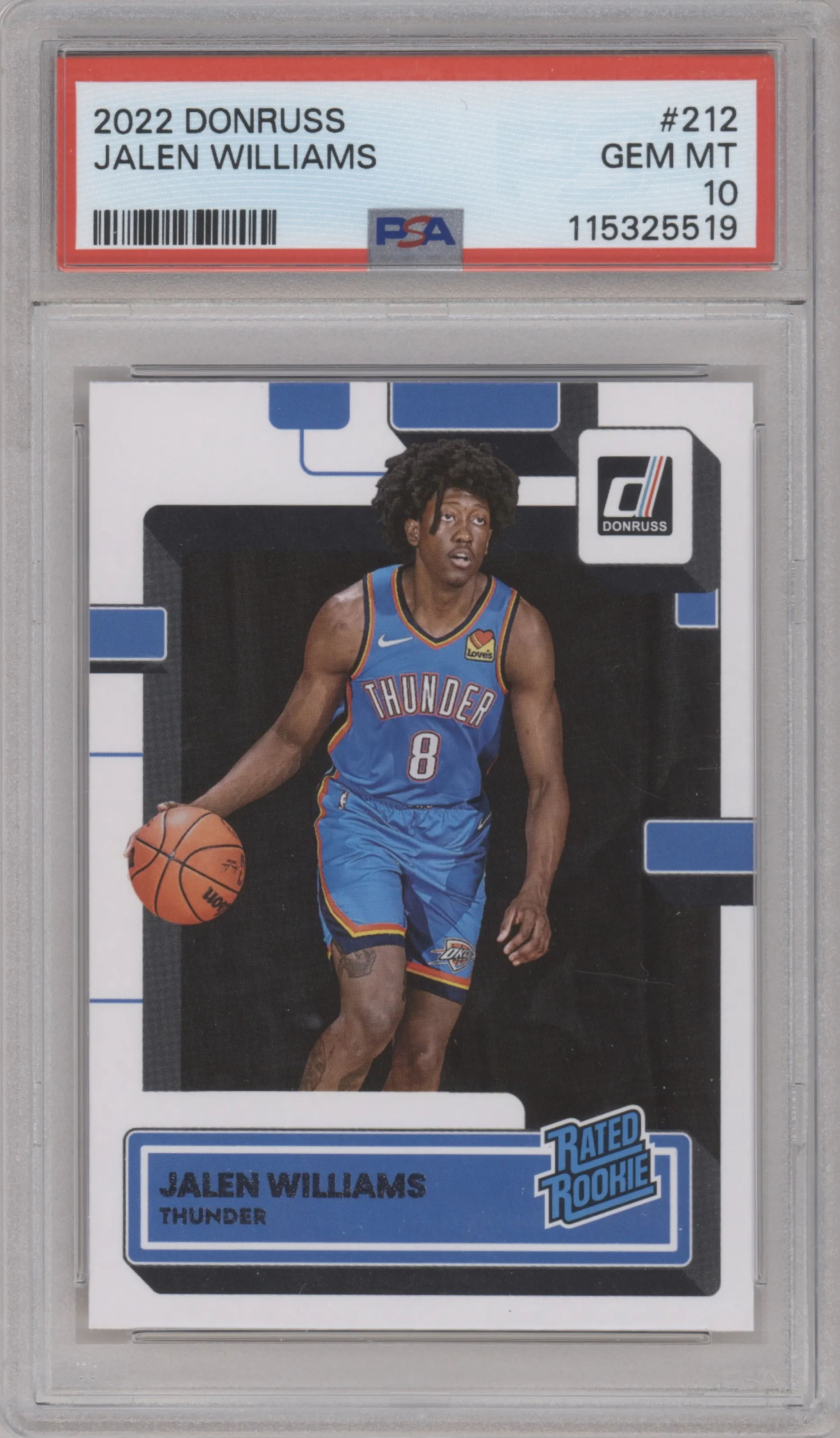 2022 Panini Donruss Rated Rookie Jalen Williams PSA 10