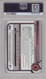 Jaison Chourio from the 2022 Bowman Chrome set graded by PSA and given an overall grade of 10.