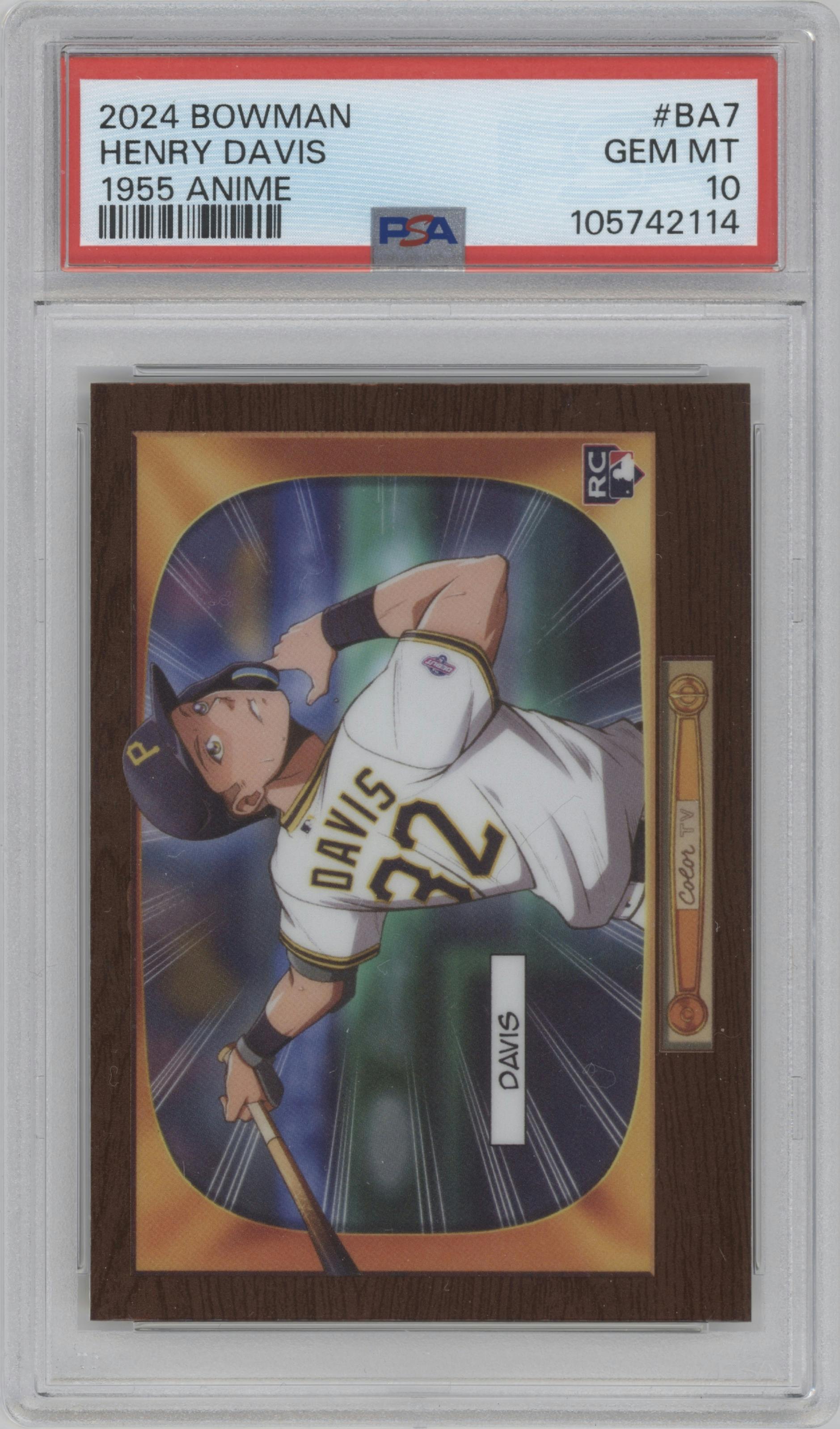 Henry Davis from the 2024 Bowman set graded by PSA and given an overall grade of 10.