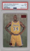 Shaquille O'Neal from the 1996-97 Skybox Premium set featuring a Star Ruby parallel graded by PSA and given an overall grade of 8.