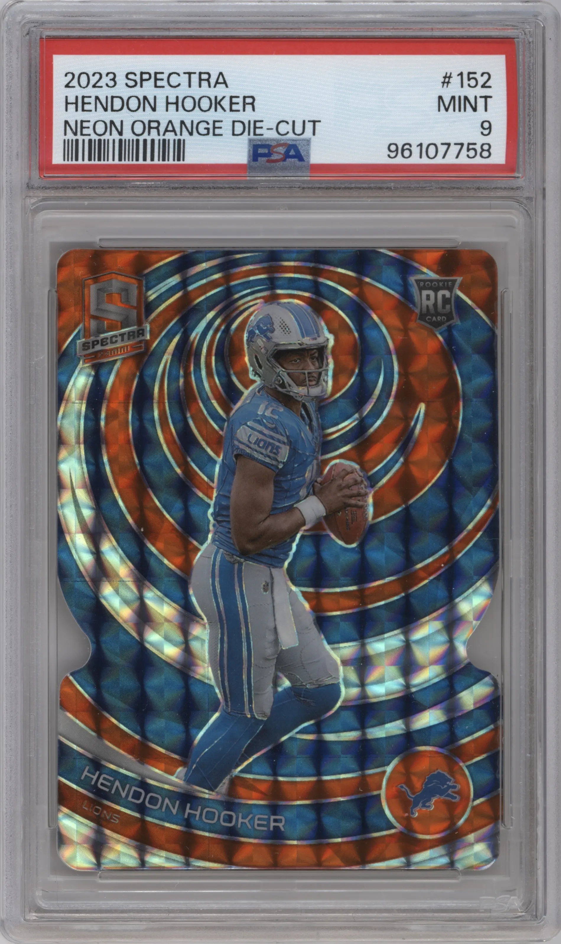 2023 Panini Spectra Hendon Hooker Die-Cut Neon Orange #152 PSA 9