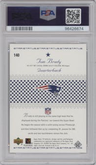 Tom Brady from the 2002 Upper Deck SP Authentic  set graded by PSA and given an overall grade of 10.