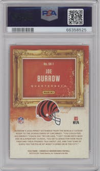 Joe Burrow from the 2020 Panini Chronicles set featuring a Pink parallel graded by PSA and given an overall grade of 10.