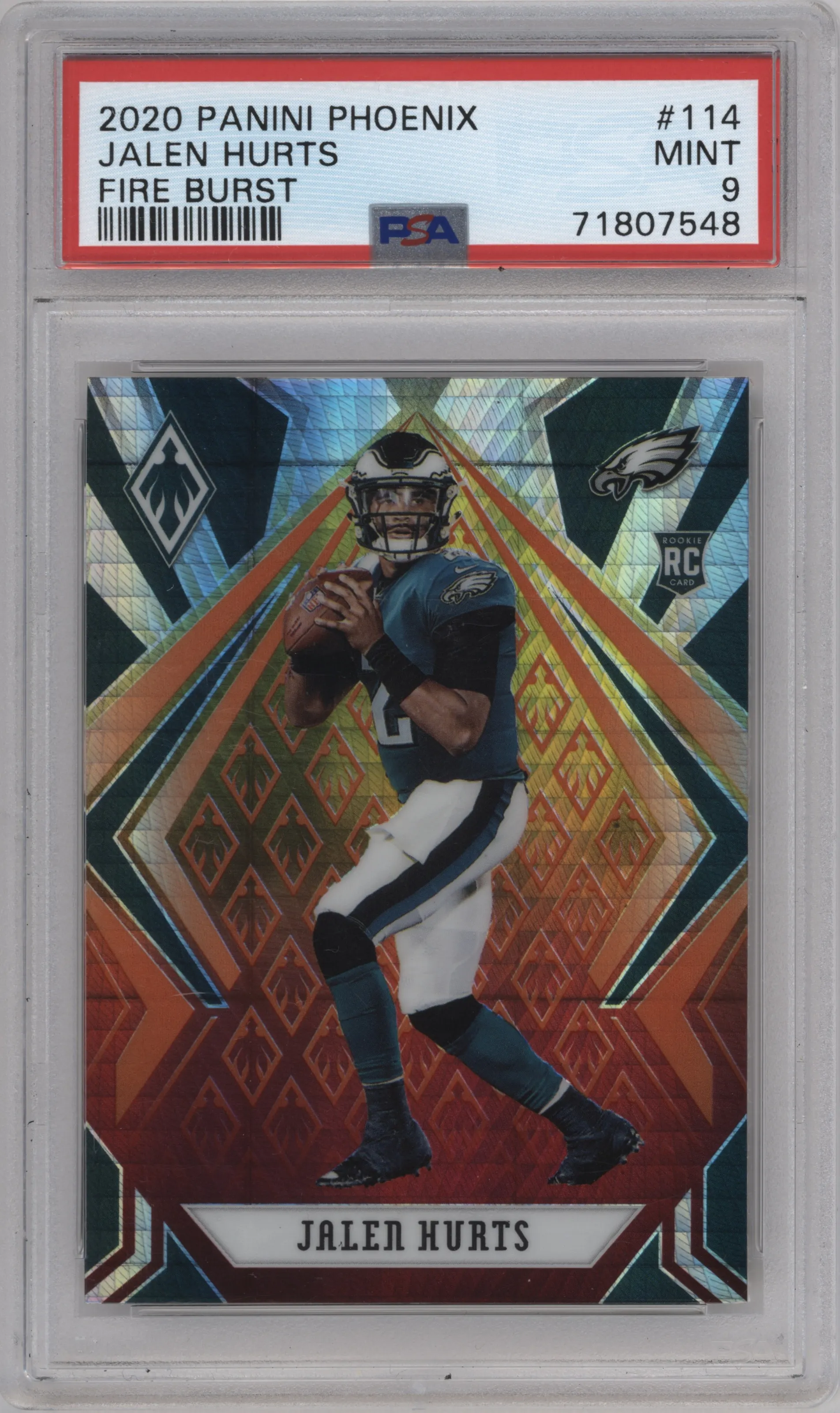 2020 Panini Phoenix Jalen Hurts Fire Burst PSA 9