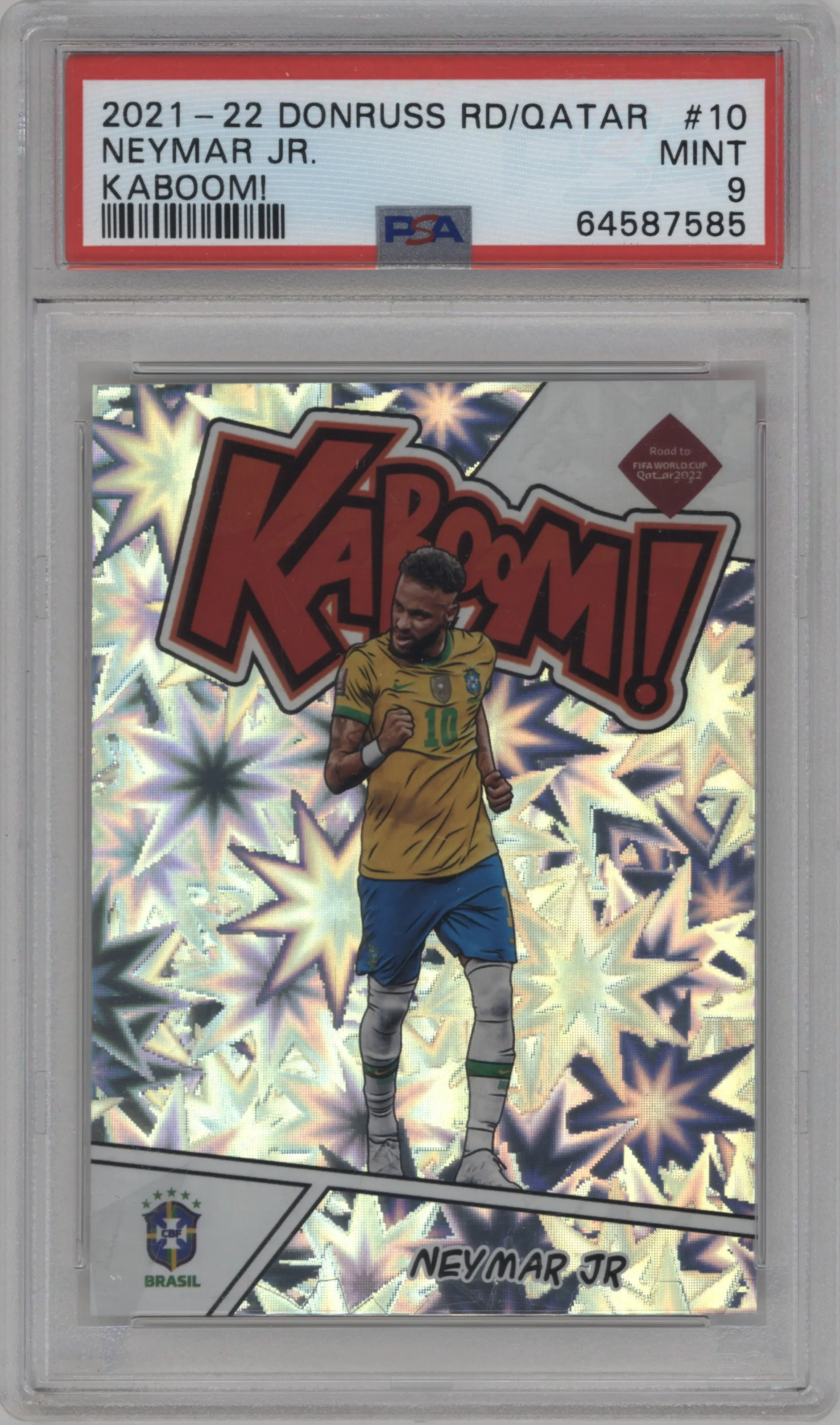 2021 Panini Donruss Road to Qatar Kaboom! Neymar Jr. #10 PSA 9