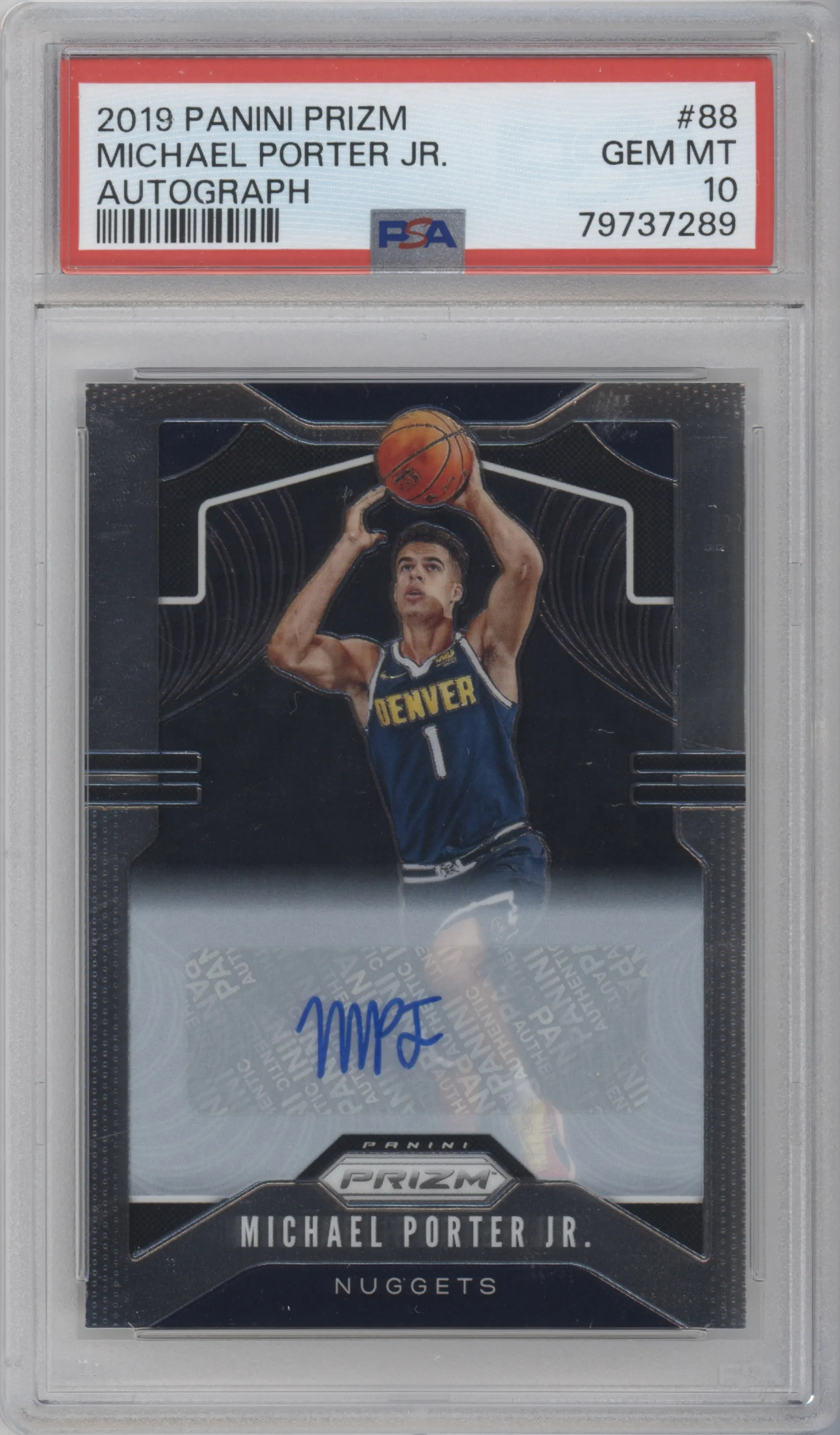 2019 Panini Prizm Auto Michael Porter Jr. PSA 10