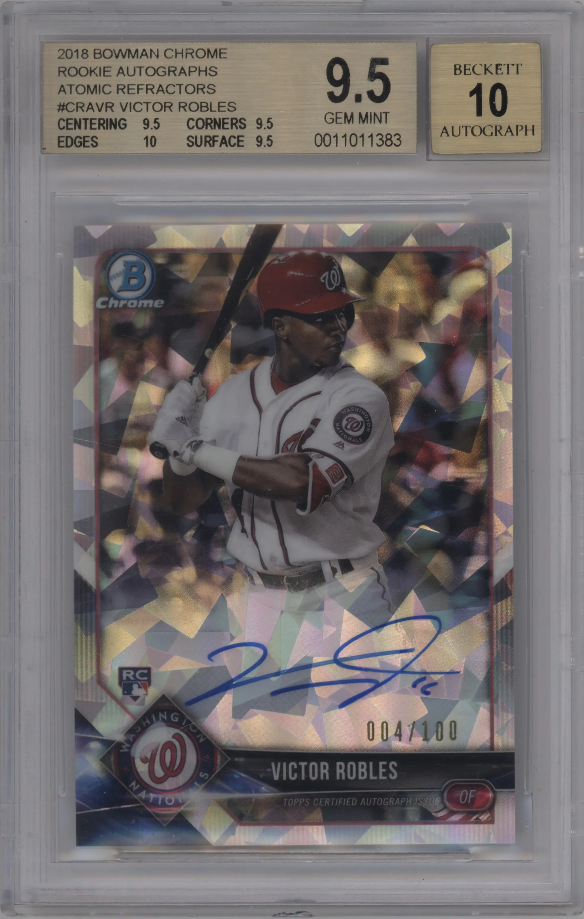 2018 Bowman Chr.Rke.Auto Victor Robles Atomic Refractor #CRA-VR BGS 9.5