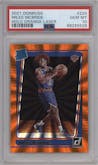 Miles McBride from the 2021-22 Panini Donruss set featuring a Orange Holo Laser parallel graded by PSA and given an overall grade of 10.