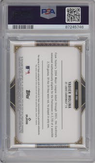 Yadier Molina from the 2022 Topps Triple Threads set graded by PSA and given an overall grade of 10.