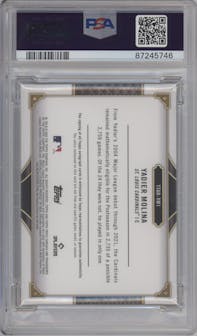 Yadier Molina from the 2022 Topps Triple Threads set graded by PSA and given an overall grade of 10.