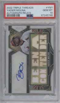 Yadier Molina from the 2022 Topps Triple Threads set graded by PSA and given an overall grade of 10.