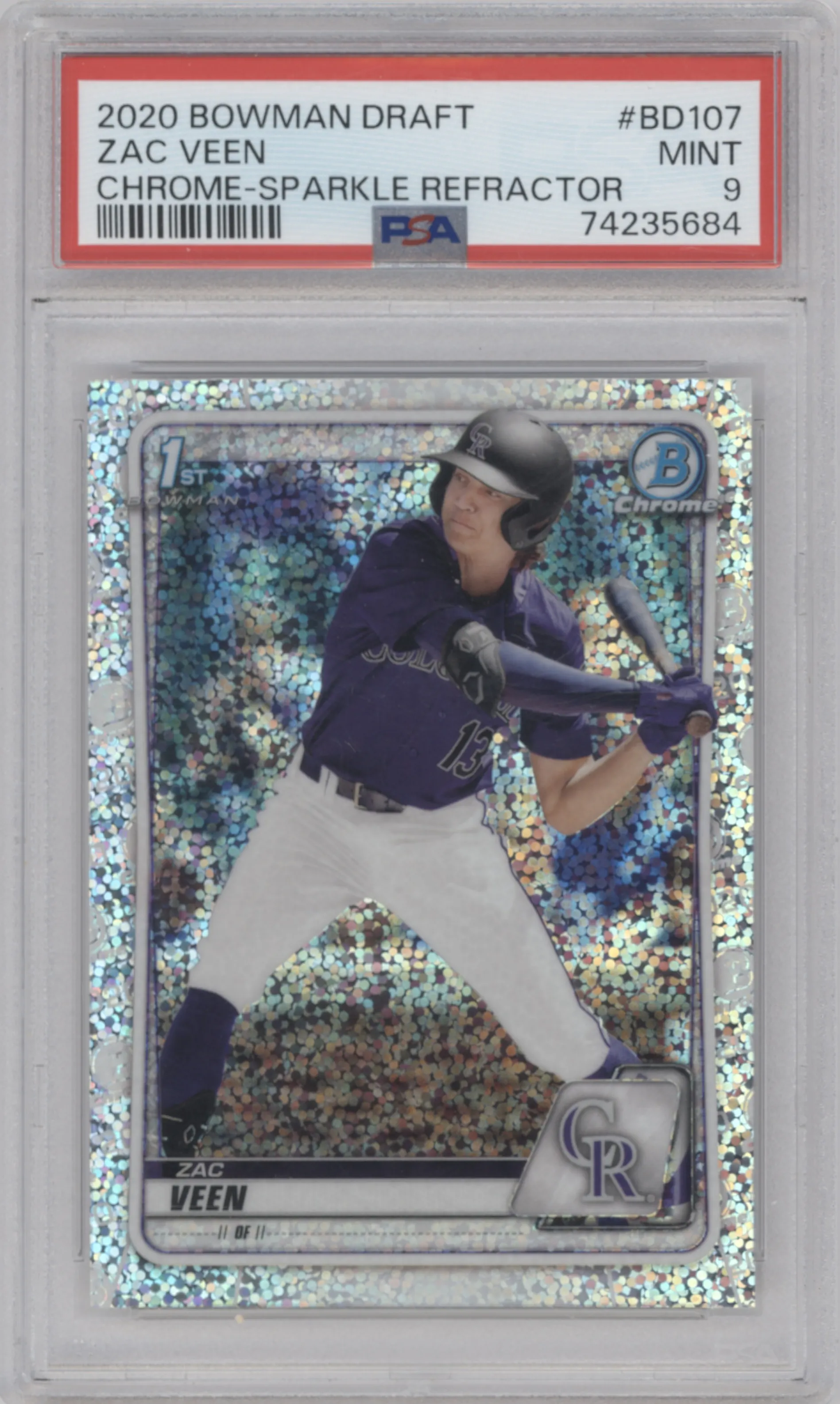 2020 Bowman Draft Chrome Zac Veen Sparkle Refractor PSA 9