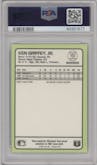 Ken Griffey Jr. from the 1989 Donruss set graded by PSA and given an overall grade of 8.