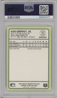 Ken Griffey Jr. from the 1989 Donruss set graded by PSA and given an overall grade of 8.