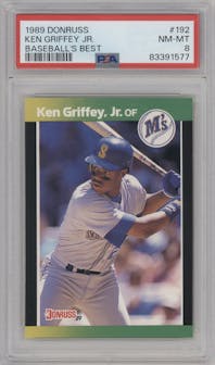 Ken Griffey Jr. from the 1989 Donruss set graded by PSA and given an overall grade of 8.