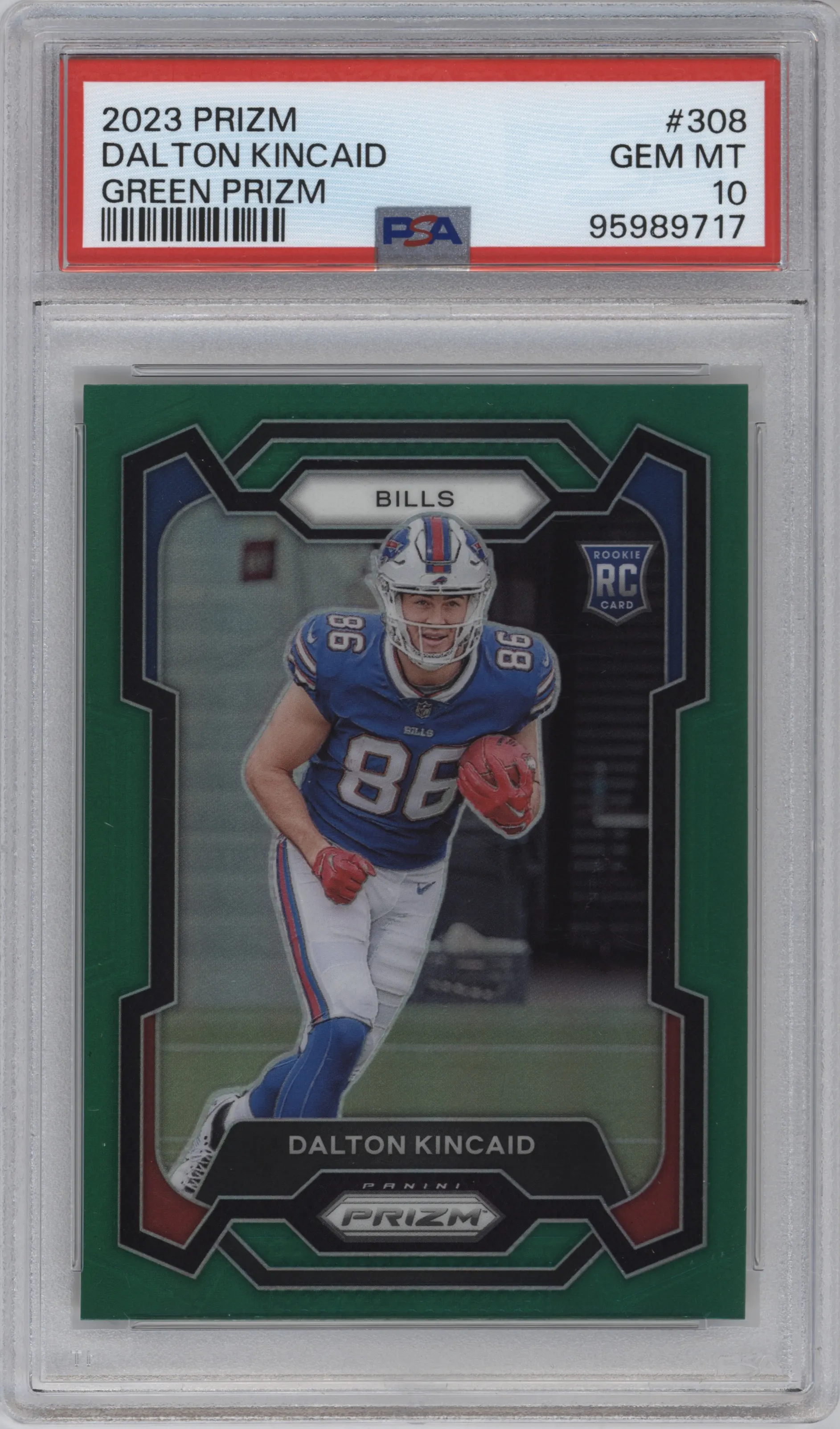 2023 Panini Prizm Dalton Kincaid Green Prizm #308 PSA 10