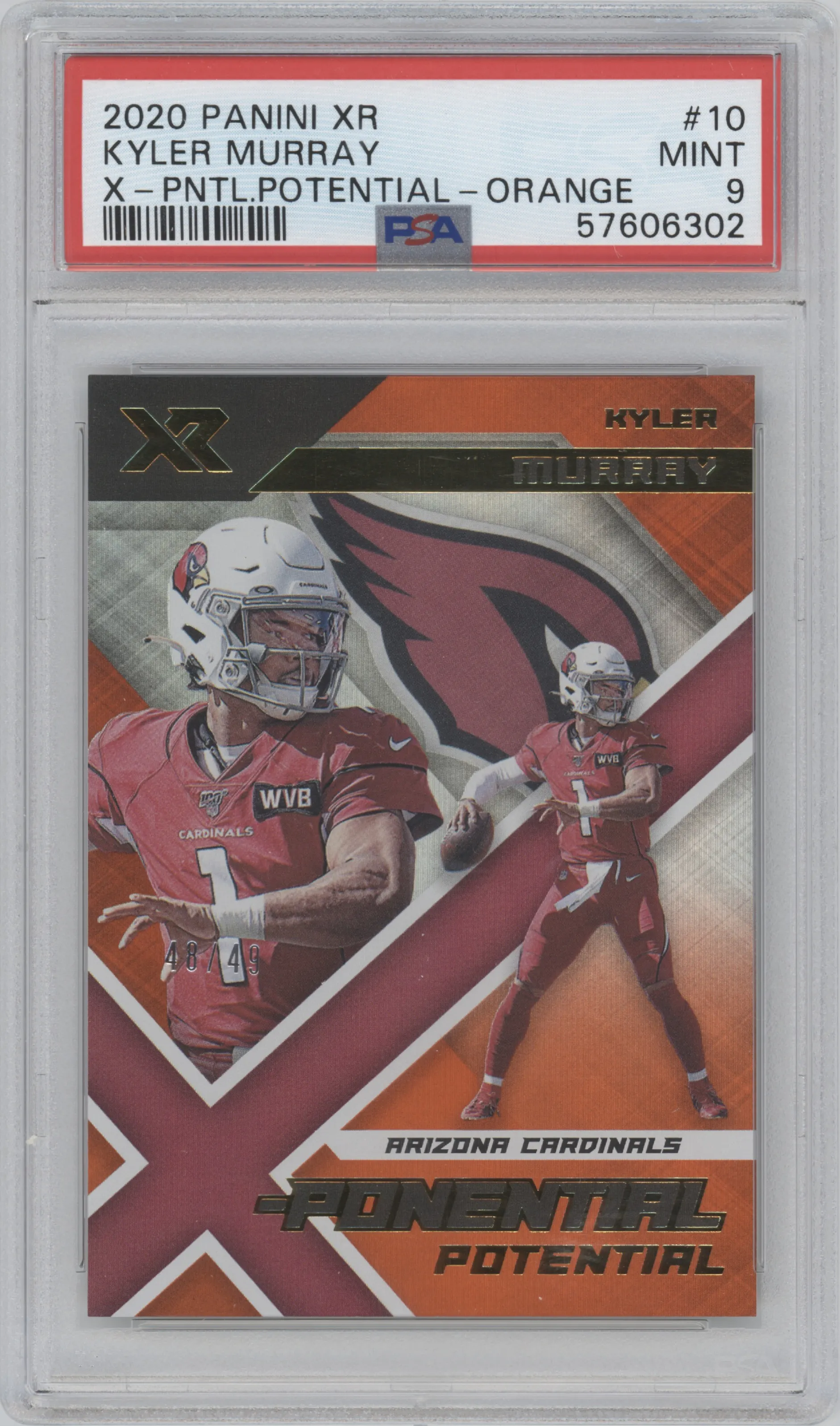2020 Panini XR X-Ponential Potential Kyler Murray Orange PSA 9