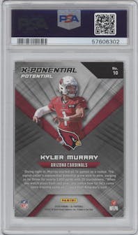 Kyler Murray from the 2020 Panini XR set featuring a Orange parallel graded by PSA and given an overall grade of 9.