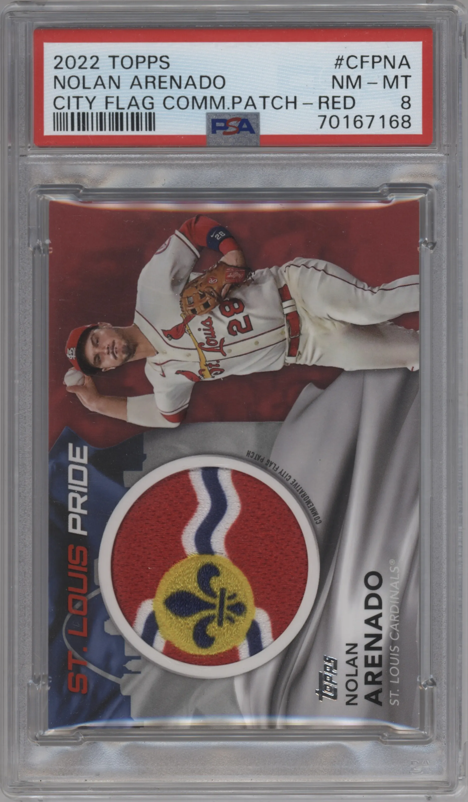 2022 Topps Series 1 Topps Series 1 City Flag Patch Nolan Arenado Red #CFP-NA PSA 8