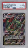 Rayquaza VMax from the 2021 Pokemon SWSH set graded by PSA and given an overall grade of 10.
