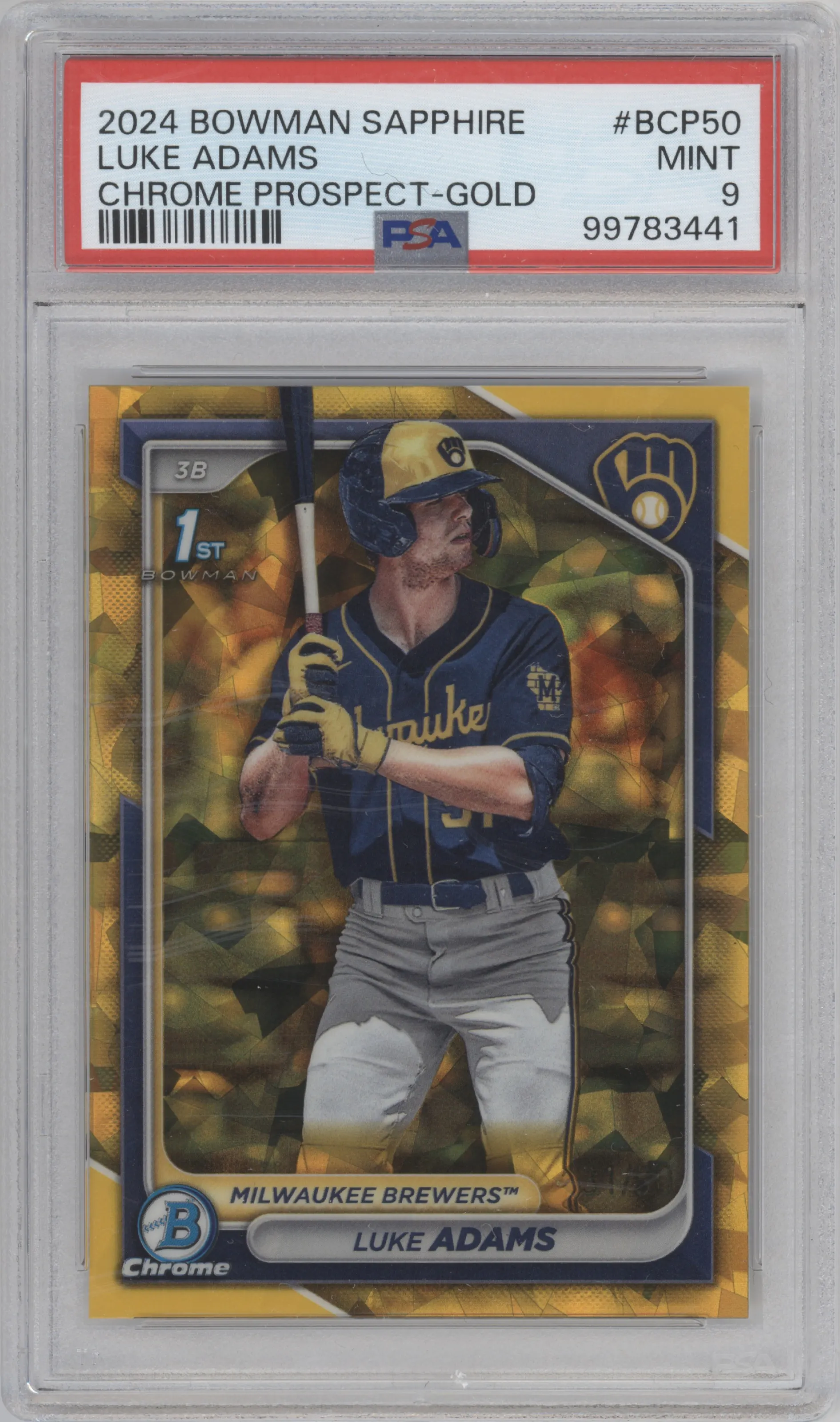 2024 Bowman Sapphire Edition Luke Adams Gold PSA 9