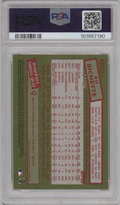 Bo Bichette from the 2020 Topps Chrome Ben Baller Edition set featuring a Orange Refractor  parallel graded by PSA and given an overall grade of 9.