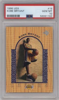 Kobe Bryant from the 1996-97 Upper Deck UD3 set graded by PSA and given an overall grade of 10.