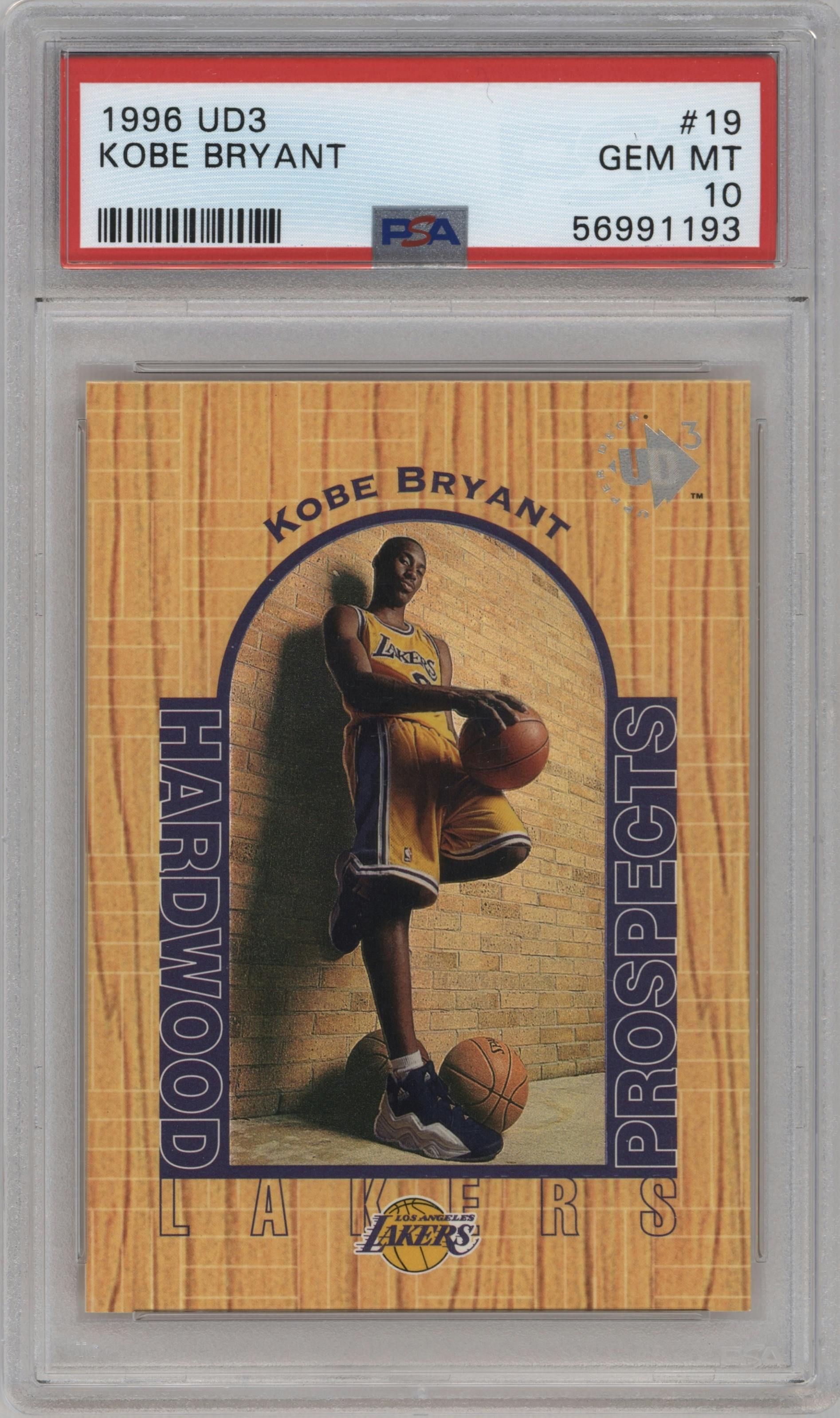 Kobe Bryant from the 1996-97 Upper Deck UD3 set graded by PSA and given an overall grade of 10.