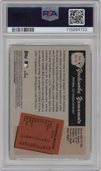 Yoshinobu Yamamoto from the 2024 Bowman's Best set graded by PSA and given an overall grade of 10.