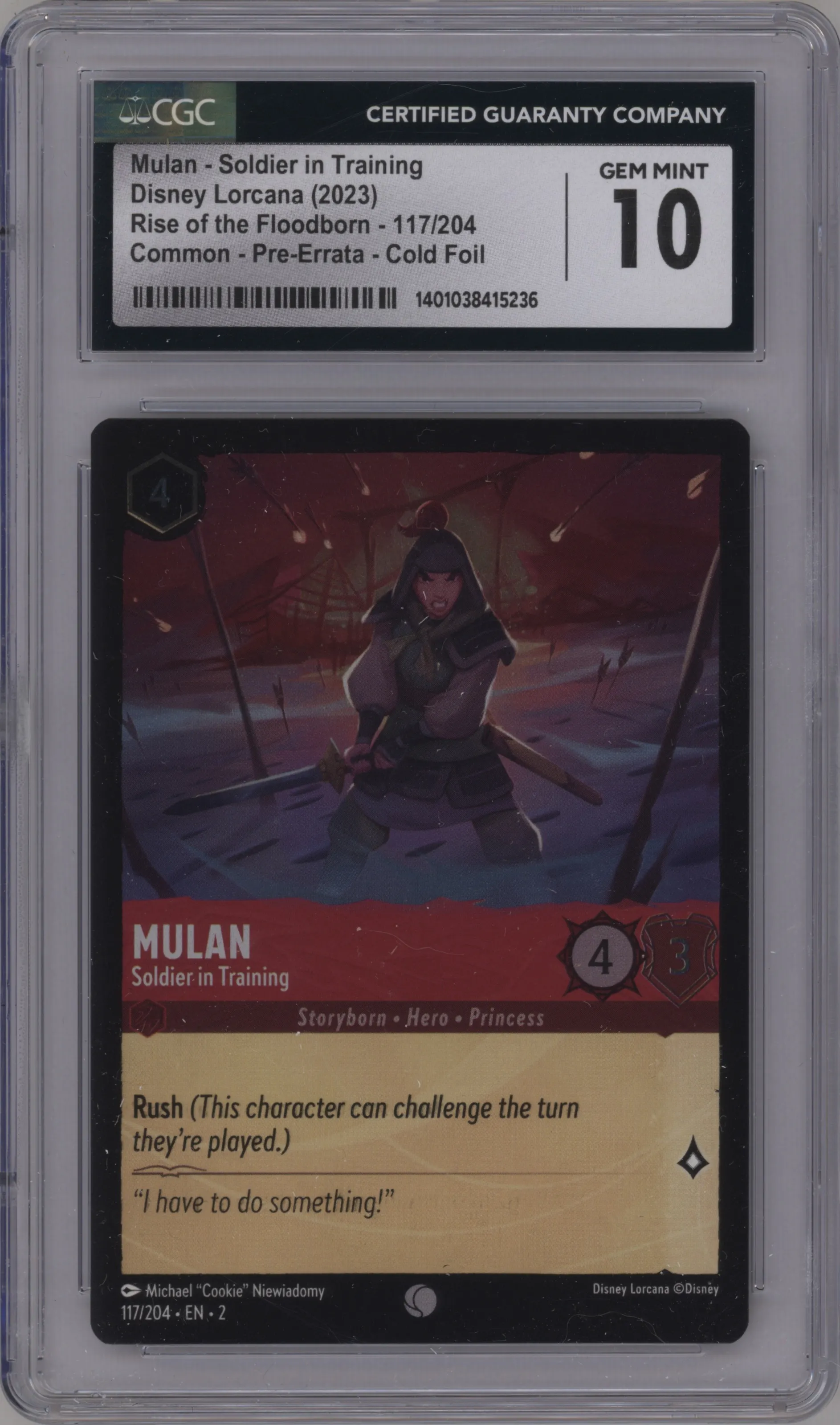 2023 Disney Lorcana Rise of the Floodborn Mulan Errata - Foil #117 CGC 10
